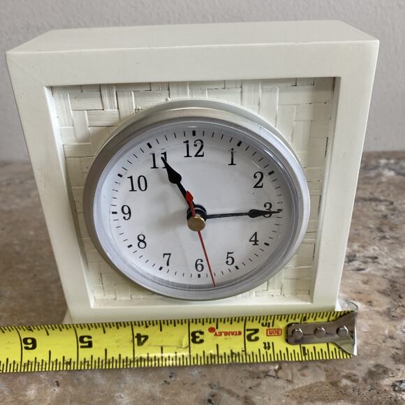 Vintage Ingraham Ivory Mantel Desk Clock 6"x5" Art Deco Style WORKS - Picture 3 of 8